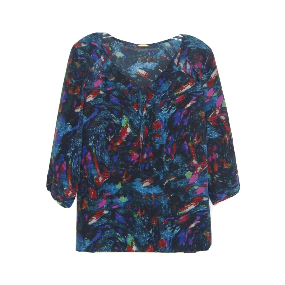 Rebecca Minkoff Cut Out Silk 3/4 Sleeve Carlie Top Blouse Size 6